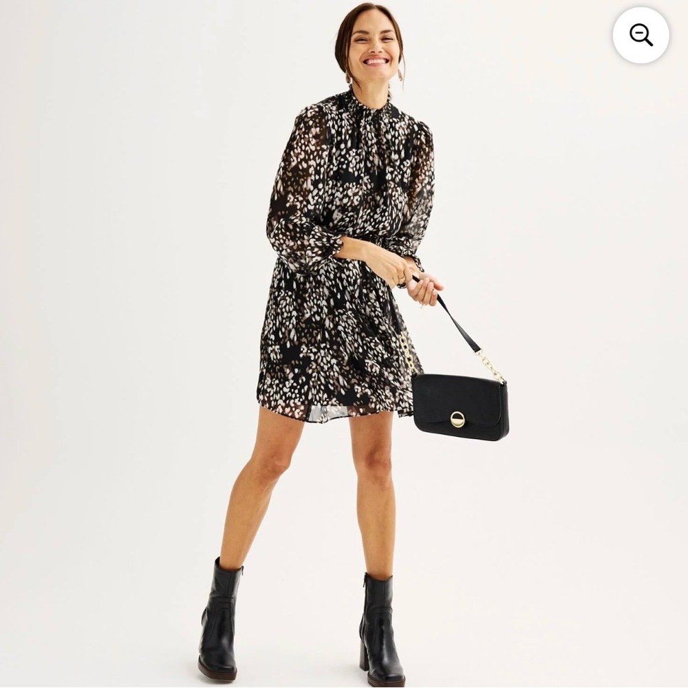 Nine West Black and White Long Sleeve Dress NWT
